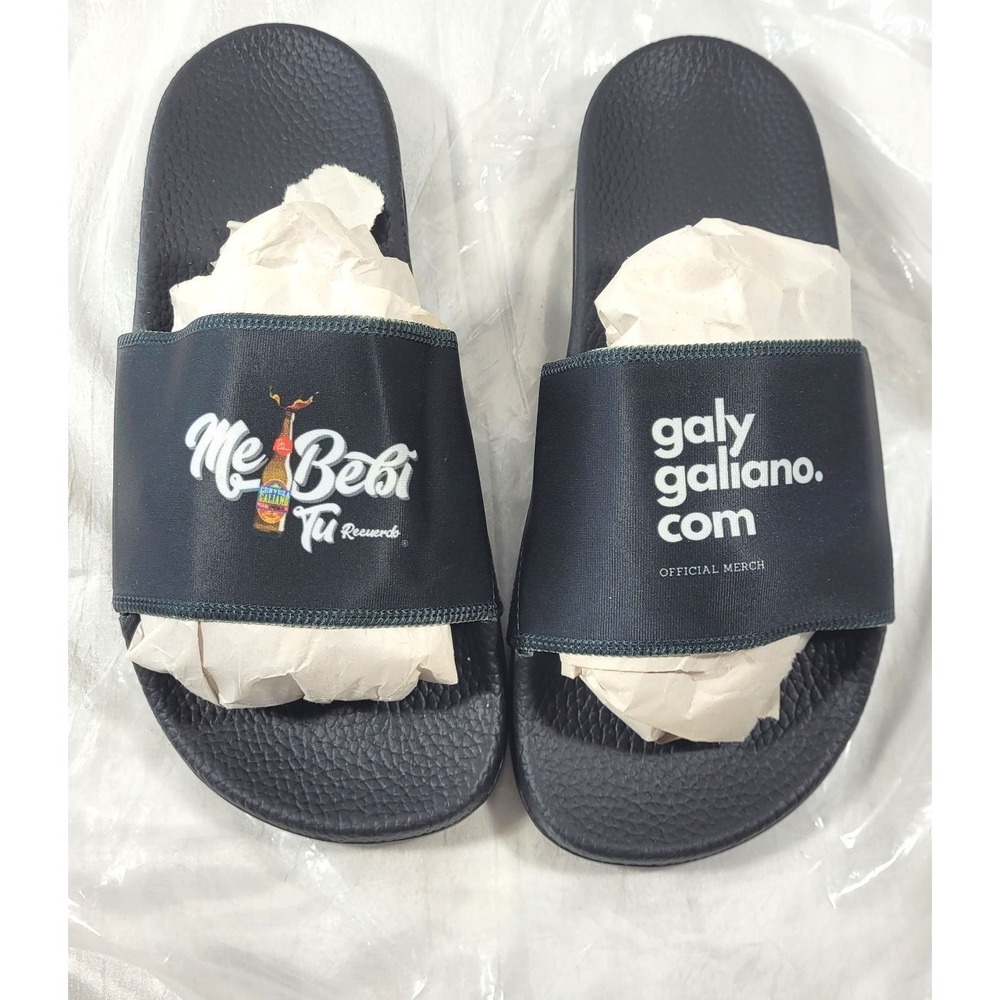 Galy Galiano Me Bebi Tu Chanclas‎ Negras Black Slides - (40) Womens Sz 8 (Y6)